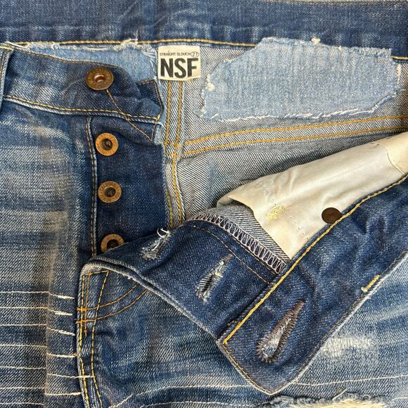 Straight Slouch NSF Jeans Womens 27 Distressed Destroyed Sashiko Mending Art - Picture 4 of 7